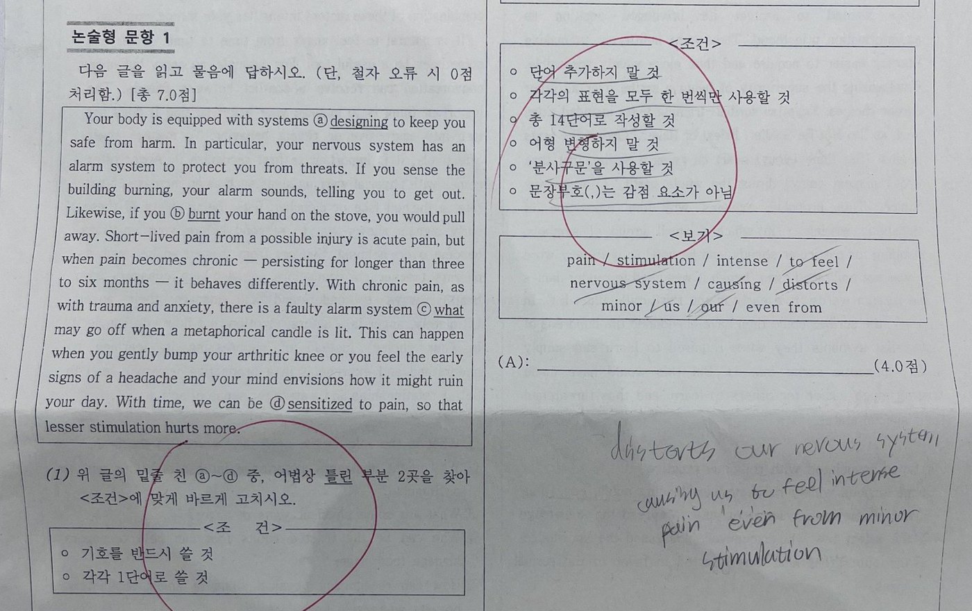 논술형 1번 문항